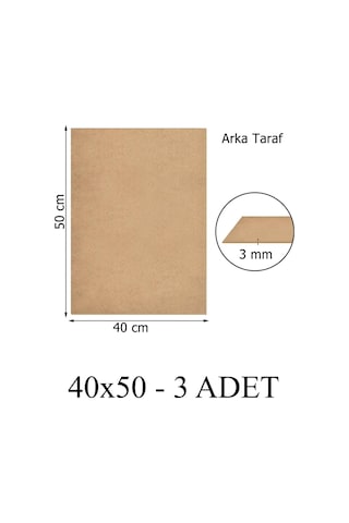 3 Mm 40x50 Mdf Plaka 3 Adet - Hobi, Maket, Ahşap El Sanatları İçin Uygun 3 Lü Paket 40 X 50