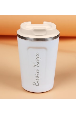 Kişiye Özel Starbucks Model Çelik Termos & Tasarım Defter & Beyaz Ayna & Mum Hediye Seti