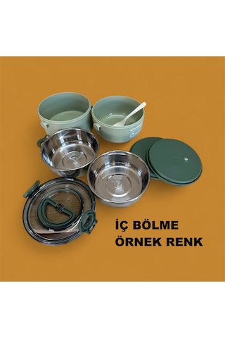 Fixpoint Çelik Beslenme Kabı Iki Katlı 1200ml Yeşil P1802 Yeşil
