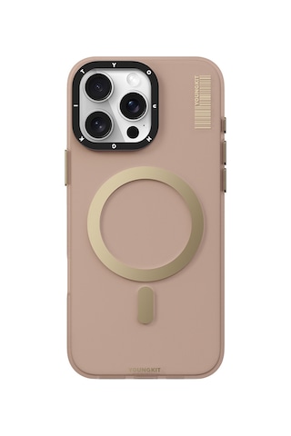Apple Uyumlu iPhone 16 Pro Max Kılıf Magsafe Şarj Özellikli Youngkit Hidden Sand Serisi Kapak Gold