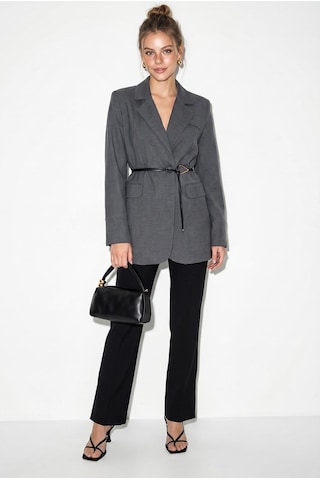 Shade Kadın Astarlı Garni Kol Detaylı Kemerli Blazer Ceket 8146 60286139 - Antrasit