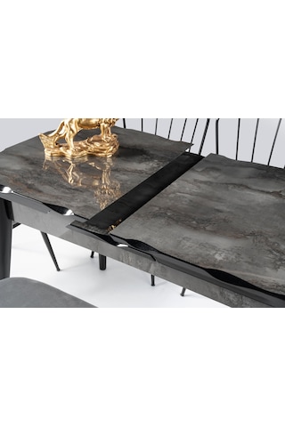 Tekno Elma Mdf Açılır Mutfak Masa Sandalye Takımı 60x100 Siyah