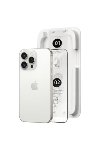 Fulltech Magicbox iPhone Uyumlu 16 Pro Premium Tempered Glass Aparatlı Ekran Koruyucu - Clear
