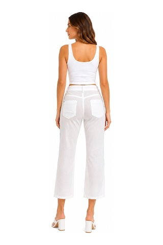 Neden Tekstil Kadın Regular Fit Paça Beyaz Pantolon