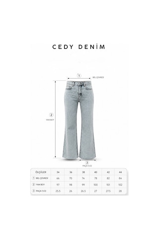 Cedy Denim Cedy Denım Kadın Likralı İspanyol Paça Kar Yıkama Normal Bel Denim Jean Pantolon E7029