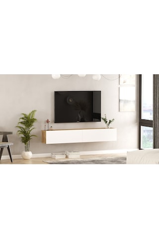 Aven Tv Ünitesi Tv Sehpası Kapaklı 180cm Çam-beyaz Ave8-aw Beyaz