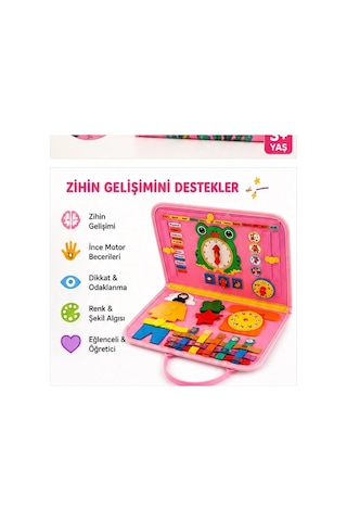 TİNEKE 3+ Yaş Keçe Eğitim Kitabı Montessori Eğitici Aktivite Oyuncağı Beceri ve Zeka Geliştirici Çocuk Kitabı 4 SAYFA PEMBE - İNG