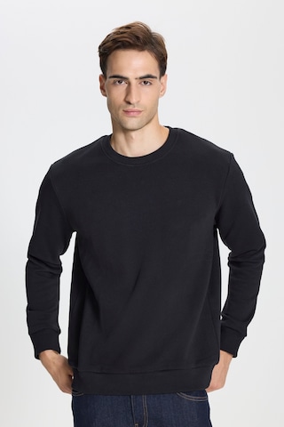 George Henry Standart Fit Normal Kesim Pamuklu Bisiklet Yaka Sweatshirt Siyah