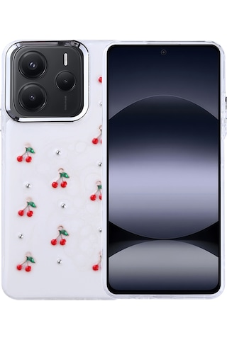 Noktaks - Xiaomi Uyumlu Xiaomi Redmi Note 14 5g - Kılıf Airbag Tasarımlı Simli Şeffaf Koruyucu Kutup Kapak - Lale T37078 Lale