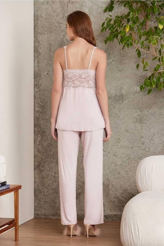 Pierre Cardin Dantelli Sabahlıklı Penye Pijama Takımı Pudra 001
