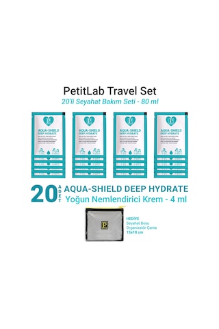 Petitlab Travel Set 20'li Şase Nemlendirici Krem Organizatör Çanta Hediyeli Turkuaz