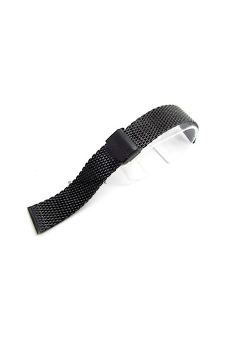 24Mm Saat Kordonu Çelik Hasır Siyah 1.Kalite Örgü Kordon Black 2