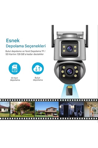 8mp 4k Ultra Hd Suya Dayanıklı Çift Lensli Ip Güvenlik Kamerası
