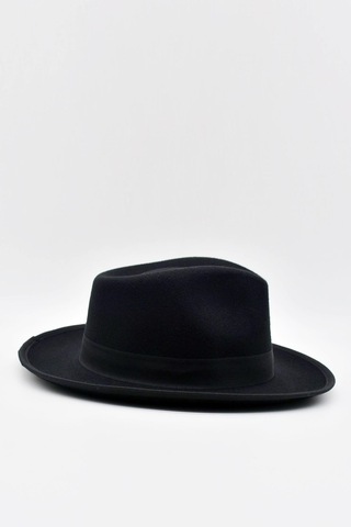 Vintage Erkek Fedora Fötr Şapka Panama İngiliz Trilby Kasket Siyah - Siyah