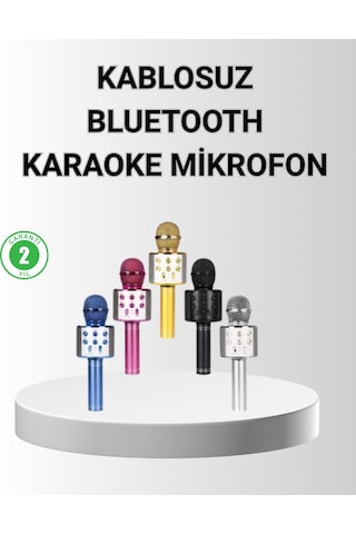 Bluetooth - 669 - Karaoke Mikrofon Yüksek Ses Kalitesi, Yankı Efektli, Uzun - Glblseme - Ömürlü Pil