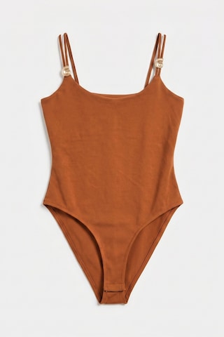 Kadın Camel S6-55 Askılı Aksesuar Detaylı Çıtçıtlı Body Kiremit