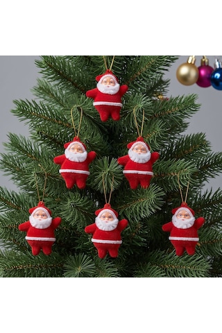 Bakgelal 6'lı Noel Baba Yılbaşı Ağacı Süsü 5 Cm Kırmızı Asılabilir Çam Ağacı Dekoru - 9083816320501 Diğer