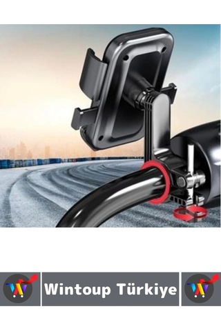 360 Derece Döner Yan Alt Sabitleyici Dikey Yan Kullanım Scooter Motor Bisiklet Gidon Telefon Tutucu