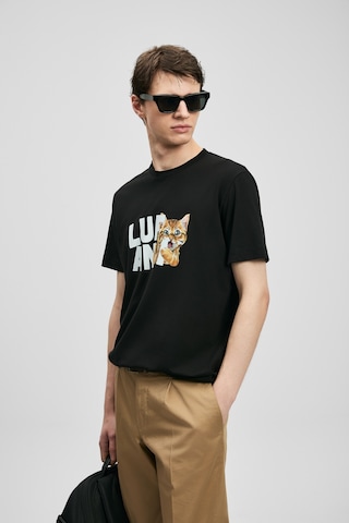 Lufian Max Modern Grafik Tişört Siyah Siyah 111020304100100