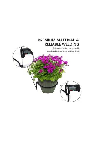 Hangfox Dikey Bahçe Düzenleyici - 3'lü Demir Saksı Askısı 5 İnç Siyah