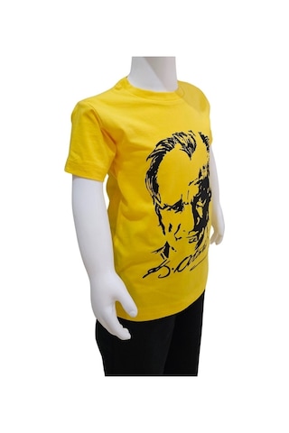 Kostüm Sarayı Atatürk Baskılı Sarı Tişört Sarı