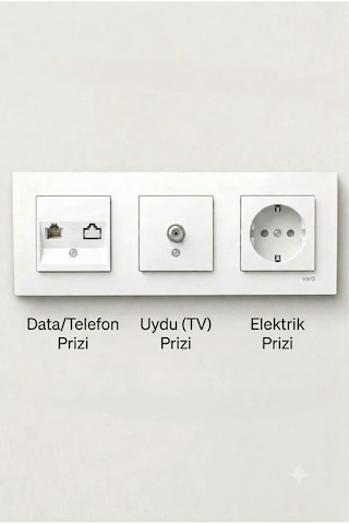 Viko Karre Beyaz Üçlü Çerçeveli Priz Seti Topraklı Elektrik + Uydu Tv + İnternet Data Viko Karre Beyaz Üçlü Çerçeveli Priz Seti Topraklı Elektrik + Uydu Tv + İnternet Data