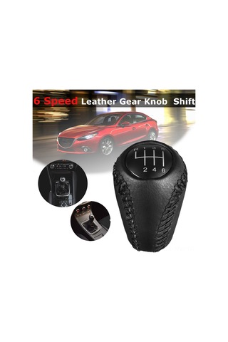 Moveevo Mazda 3/5/6/cx-7/mx-5 İçin Deri 6 Vites Şanzıman Topu, 20mm Dişli, Kolay Kurulum,  Yerine Değiştirme Siyah