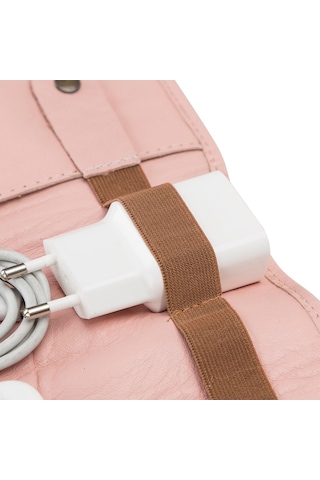 Deri Kablo Aksesuar Taşıma Çantası Nu2 Pembe Pembe
