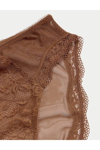 Marks & Spencer 3 Lü Jasmine Dantelli Yüksek Bel Külot Kahverengi
