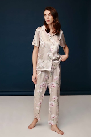 Bonnie&Clyde - Kadın Baskılı Saten Pijama Takımı -5244 Pudra