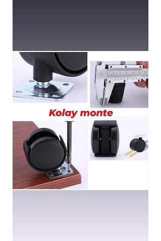 4 Adet Düz Tabanlı Çap 40mm. Döner Tekerlek-9051555100456