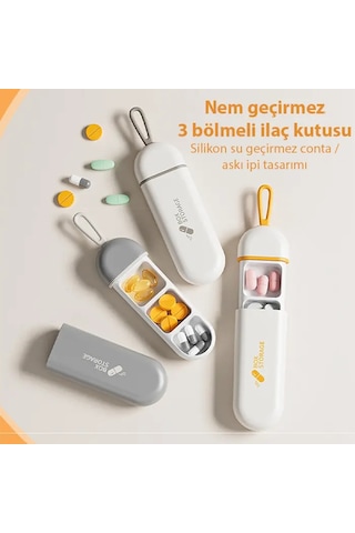 Ezere Taşınabilir 3 Bölmeli Nem Geçirmez Mini Hapilaç Saklama Kutusu - Bpa İçermez- 5775 Beyaz