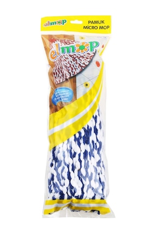 Elmop Pm02 Yedek Pamuklu Mikrofiber Islak Vidalı Mop Takımı Beyaz - Mavi