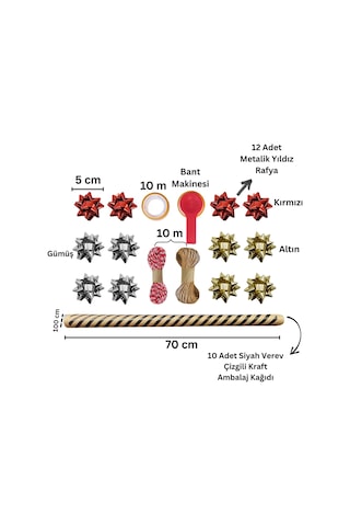 Siyah Verev Kraft Ambalaj Kağıdı Seti 10 Rulo Kağıt 70x100 Cm