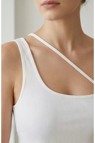 LUXSTOREE Kadın Beyaz Tek Omuzlu Çapraz Askılı Crop Top Büstiyer Çok Renkli