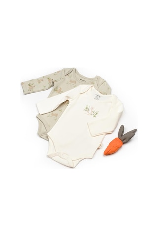 BabyCosy Bebek 2li Uzun Kollu Badi %100 Organik Pamuk, Bebek Ve Yenidoğan Serisi - Csy5789 Ecru