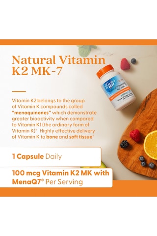 Doctor's Best Natural Vitamin K2 Mk7 Men & Women - Bone Health 100 Mcg Menaq7 Calcium 60 Veg