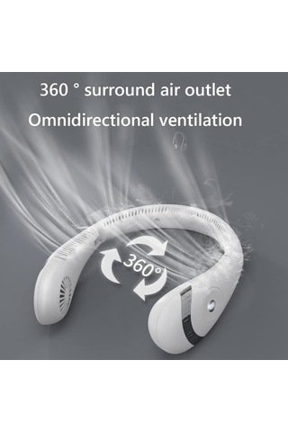 Taşınabilir Boyun Vantilatörü, 5000mah Şarjlı Usb Boyun Fanı İle