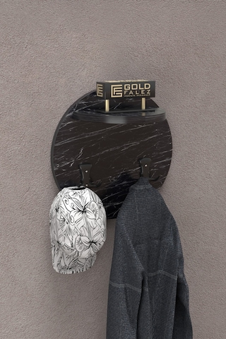 Askılık Duvar Elbise Askılığı Portmanto Üstü Siyah Mermer Desen Diğer