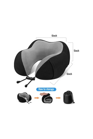 Teltree Seyahat Yastığı: Hafıza Köpüğü Boyun Desteği, Uçak, Araba, Ofis Ve Ev Kullanımı İçin Rahat Boyun Yastığı Siyah Diğer