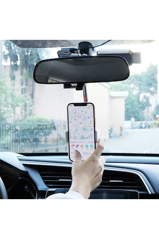 Kilifone - Araç Telefon Tutucu Lg-01 Dikiz Aynası Telefon Tutucu - Beyaz - T16781 Beyaz