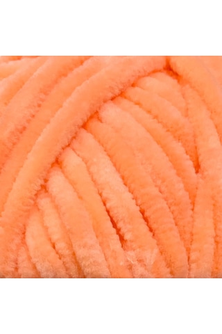 Kadife Örgü İpi 50gr %100 Polyester Yumuşak Pofuduk Açık Turuncu