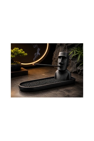 Moai Figürlü Tütsülük Dekoratif Tütsü Standı 3d Baskı Siyah Tütsü Tutucu