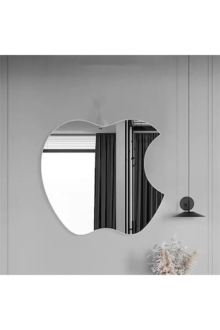 Durukar Apple Tasarım Kırılmayan Pleksi Duvar Aynası - 30x30 Cm Modern Dekoratif Ayna Çok Renkli