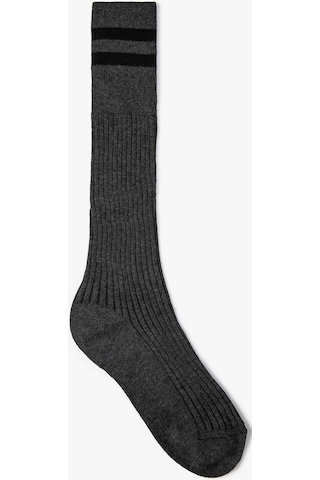 Koton Uzun Soket Çorap Şerit Detaylı Dokulu Antrasit 4wak80563aa 4WAK80563AA931 Antrasit