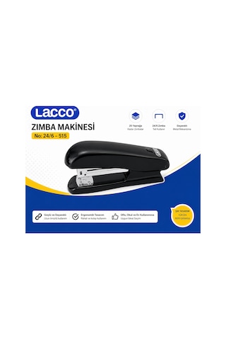 Lacco Zımba Makinesi Seti 24/6 Zımba Makinesi 5 Kutu Zımba Teli Toplam 5000 Adet Dayanıklı Metal Ofis Okul Ev Kullanımı