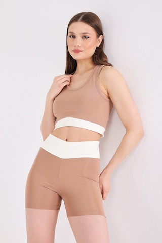 Scorp Sense Kadın Spor Kısa Biker Tayt Bej STANDART