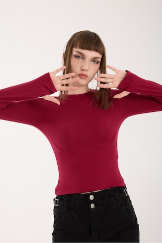 Gugus Kadın Modal/viskon Kumaş Bisiklet Yaka Parmak Geçirmeli Body Bordo