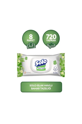 Solo Islak Havlu Bahar Tazeliği 720 Yaprak Kapaklı