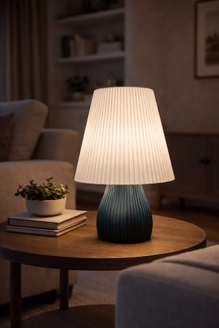 Abajur Trikon - Özel Tasarım Modern Ve Şık Masa Lambası - Yatak Odası & Salon Dekoratif Aydınlatma E:19cm X D:19cm X Y:29cm Beyaz - Zümrüt Yeşili